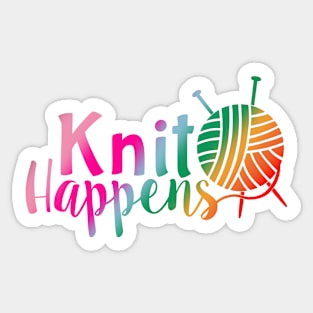 Knit Happens Rainbow Sticker